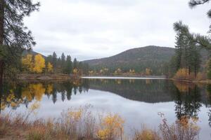 Autumn lake reflections photo
