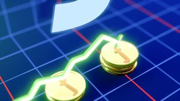 Rising Dutch Guilder Currency Animation, 3D Gold Coin Drops with Dynamic Graph Growth video