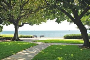Tranquil coastal park photo
