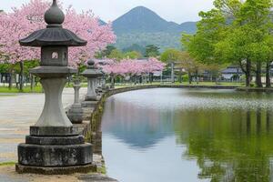 Peaceful Japanese spring scene photo