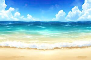 Serene beach scene under a vibrant blue sky photo
