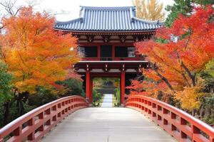 Autumnal Japanese Temple Gateway photo