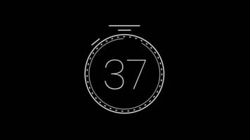 40 second countdown timer with a minimalist stopwatch countdown circle animation. Modern minimalist 40 second countdown timer video