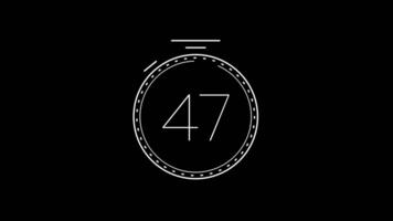 50 second countdown timer with a minimalist stopwatch countdown circle animation. Modern minimalist 50 second countdown timer video
