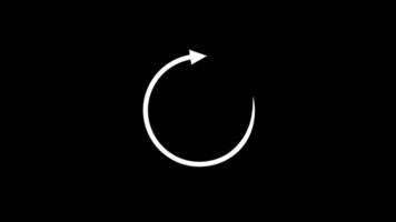 Modern minimalistic white arrow circle animation on black background suitable for loading, websites, and intros video