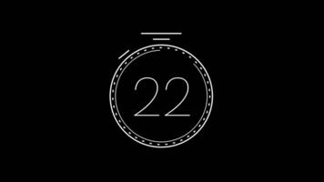 25 segundo contagem regressiva cronômetro com uma minimalista cronômetro contagem regressiva círculo animação. moderno minimalista 25 segundo contagem regressiva cronômetro video