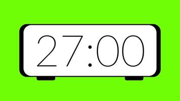 30 second countdown timer on green screen background showing minimalist countdown in digital display video