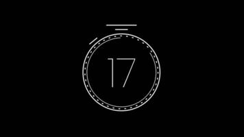 20 second countdown timer with a minimalist stopwatch countdown circle animation. Modern minimalist 20 second countdown timer video