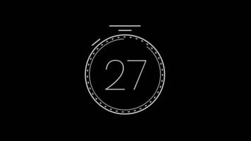 30 second countdown timer with a minimalist stopwatch countdown circle animation. Modern minimalist 30 second countdown timer video
