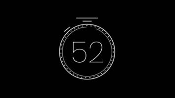 55 second countdown timer with a minimalist stopwatch countdown circle animation. Modern minimalist 55 second countdown timer video