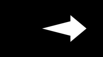 White arrow animation pointing right moving left and right on black background. Minimalist bold arrow animation pointing right and moving left and right video