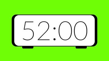 55 second countdown timer on green screen background showing minimalist countdown in digital display video