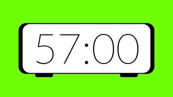 60 second countdown timer on green screen background showing minimalist countdown in digital display video
