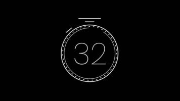 35 second countdown timer with a minimalist stopwatch countdown circle animation. Modern minimalist 35 second countdown timer video