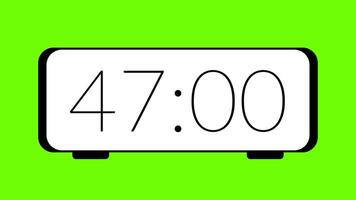 50 second countdown timer on green screen background showing minimalist countdown in digital display video