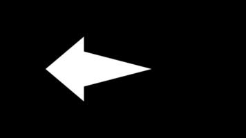 Animated white arrow pointing left that moves left and right on black background. Animation of an arrow pointing left that moves left to right video