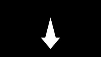 Animated up to down down arrow animation on black background. Digital animation of a bold arrow pointing downwards. Animation of a white arrow pointing downwards video