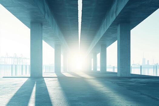 Concrete underpass at dawn photo