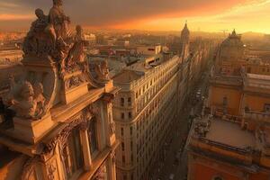 Golden hour cityscape view photo