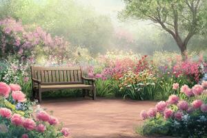 Peaceful garden scene photo
