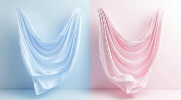 Draped fabrics in pastel colors photo