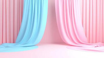 Pastel-toned draped curtains photo