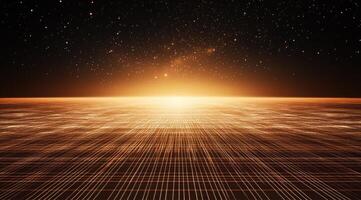 Vast, digital landscape under a radiant sunrise photo