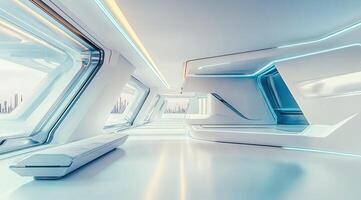 Futuristic, light-filled interior with sleek, modern lines photo