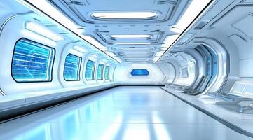 Futuristic spaceship corridor photo