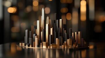 Abstract cityscape model, metallic blocks photo