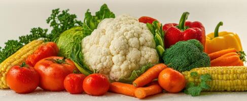 The colorful arrangement of fresh vegetables showcasing health and nutrition. photo
