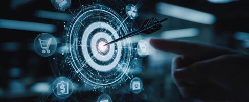 The digital target with arrow indicating precision in business strategy and engagement photo