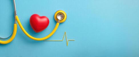 The stethoscope and heart symbolizing health and wellness in modern medicine. photo
