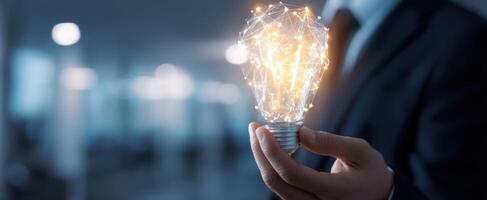 The innovative lightbulb symbolizing bright ideas and future possibilities in business. photo