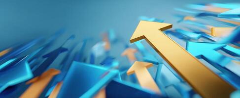 The Golden Arrow Among a Sea of Colorful Directional Arrows photo