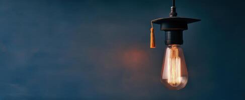 The Graduation Cap Lamp Illuminating a Stylish Workspace Atmosphere photo