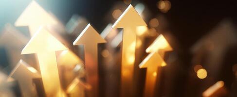 The upward motion of arrows symbolizing growth and success in business. photo