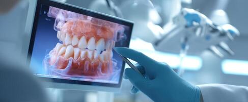 The dental examination using advanced imaging technology and professional care. photo