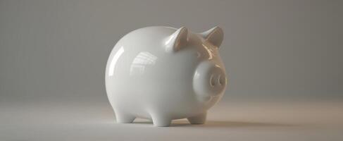 The elegant white piggy bank representing savings and financial planning. photo