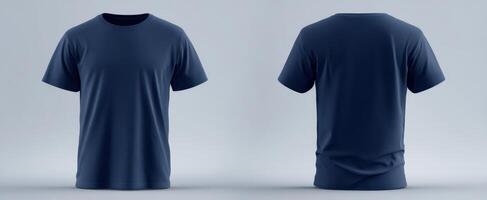 The stylish blue t-shirt displayed from both front and back angles. photo