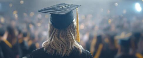 The Graduate Watching a Crowded Ceremony with Pride and Anticipation. photo