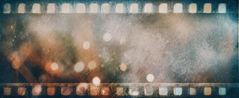 The vintage film frame with blurred bokeh lights and nostalgic textures. photo