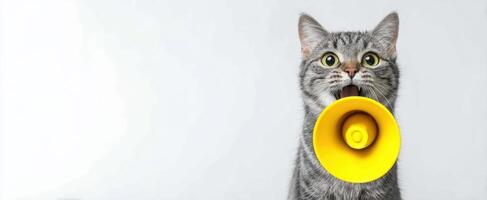 The cat with a megaphone expressing its playful personality. photo
