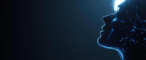 The luminous silhouette representing digital transformation and futuristic identity photo
