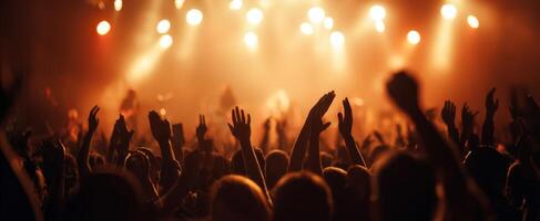 The vibrant energy of the crowd at a live concert performance. photo
