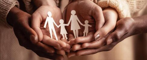 The hands supporting a family symbol in a warm, loving environment. photo