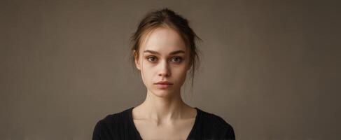 The Introspective Woman with Captivating Eyes in Studio Lighting photo
