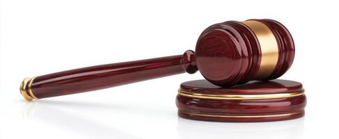 Judge's gavel and wooden block on white background 3d illustration photo
