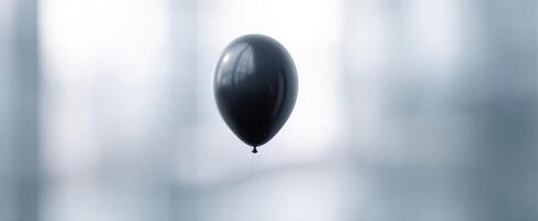 The Black Balloon Floating Elegantly in a Soft, Minimalist Background photo