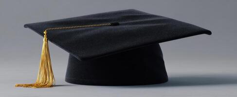 The graduation cap with tassel symbolizing academic achievement and success. photo